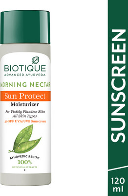 BIOTIQUE Morning Nectar Visibly Flawless Sun Protector 30+SPF UVA/UVB Sunscreen(120 ml)