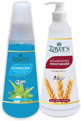 Zavers Astringent Lotion (500 ML) + Skin Moisturizer (500 ML)(1000 ml)
