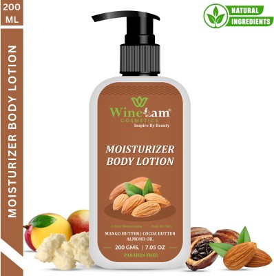 winelam Cocoa & Almond Body Lotion For Smooth & Glowing Skin Long-Lasting Moisturization(200 g)