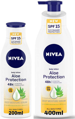 NIVEA Aloe Protection spf15 400ml & 200ml Pump Set of 2(600 ml)