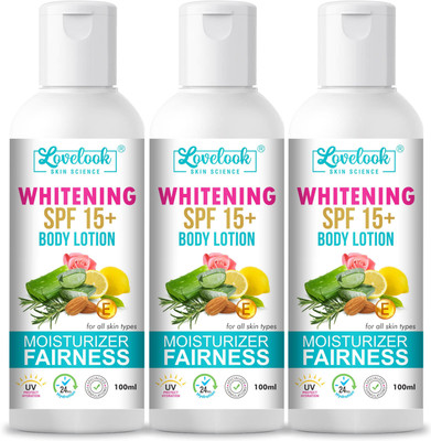 Lovelook Whitening SPF 15+ Fairness Body Lotion - Pack of 3(300 ml)