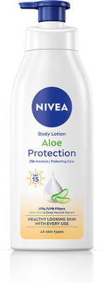 NIVEA Aloe Protection, Hydrating Moisturizer Body Lotion, Natural Aloe Vera & SPF 15(400 ml)