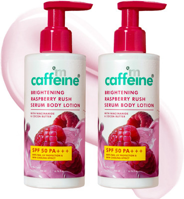 mCaffeine Brightening Raspberry Rush Sunscreen Body Lotion SPF50 PA+++ UV Protection(400 ml)