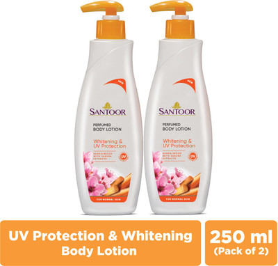 Santoor By Wipro Whitening And UV Protection Moisturising Body Lotion With Sandalwood Extracts (500 Ml) For Rs. 175 @ 65 %
