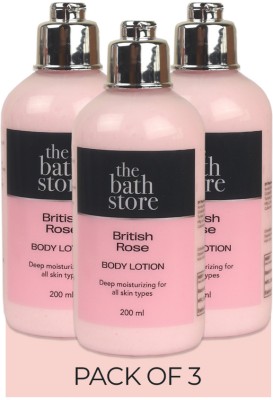 The Bath Store British Rose Body Lotion - 200ml (Pack of 3)(600 ml)