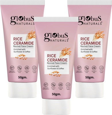 Globus Naturals Rice Ceramide Revival Face Cream, Suitable For All Skin Types, Set of 3(150 g)
