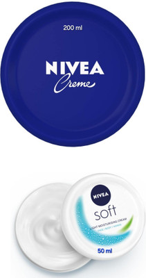 NIVEA Cream - 200ml & Soft Light Moisturizing Cream - 50ml (Pack of 2)(250 ml)