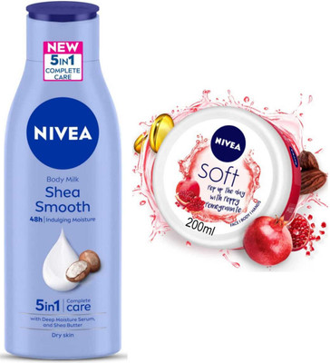 NIVEA Shea Smooth Milk 200ml and Pomegranate cream set of 2pc(400 ml)
