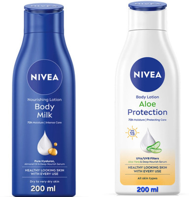NIVEA BODY MILK BODY LOTION 200 ML & ALOE PROTECTION BODY LOTION 200 ML(400 ml)
