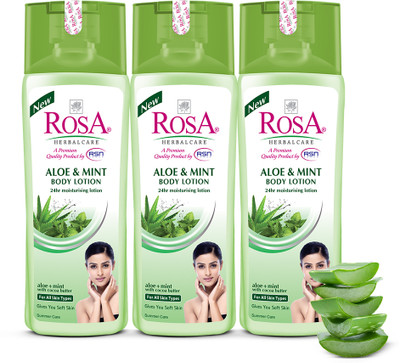 ROSA Aloe & Mint body lotion with Cocoa Butter l Moisturizing for Hydration & Cooling(300 ml)