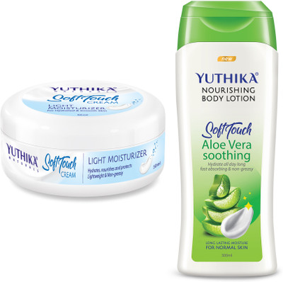 Yuthika AloeVera Body Lotion 300 ml & Soft Touch Face Cream 50 ml For All Skin Types(350 ml)