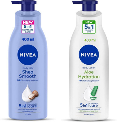 NIVEA Lotion 400ml - Shea Smooth & Aloe Hydration (Pack of 2)(800 ml)