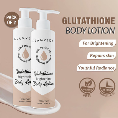 GLAMVEDA Glutathione Body Lotion| For Dry & Dull Skin| Deep Nourishment| Pack of 2|(400 ml)