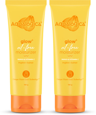 Aqualogica Glow+Oil-free Moisturizer with Papaya & Vitamin C|Hydrates & Brightens|Pack Of 2(200 g)