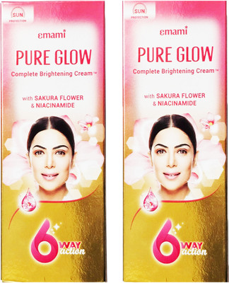 EMAMI Pure Glow Complete Brightening Cream 6 way Action Pack of 2 50g(50 g)