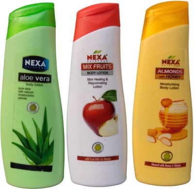 NEXA FAIR TONE Honey Almond , Mix Fruit and Aloe Vera Body Lotion Combo (300 ml)(300 ml)