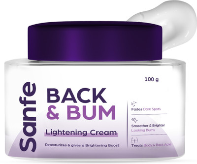 Sanfe Back & Bum Cream for Dark Spots and Body Acne, Glycolic Acid, Lactic Acid(100 g)