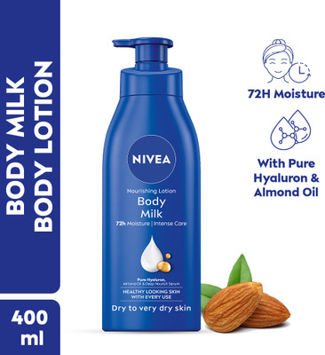 NIVEA Body Milk, Moisturizer Lotion, with Deep Moisture Serum, Almond Oil & Vitamin E(400 ml)