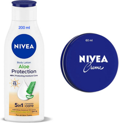 NIVEA Aloe Protection Body Lotion - 200ml & Cream - 60ml(260 ml)