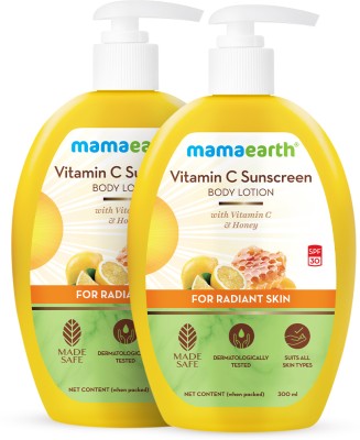 Mamaearth Vitamin C Sunscreen Body Lotion SPF 30 - 300 ml (Pack of 2)(600 ml)