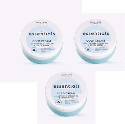 Oriflame essentials cold cream with vitamin E, canola oil and cocoa butter Pack of 3(225 g)