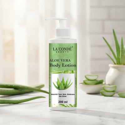 La'Conde Pure Aloe Vera Body Lotion 200ml for 24 Hrs Hydration, Non-Sticky Winter Lotion(200 ml)