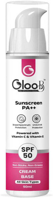 Gloob Sunscreen SPF 50 Cream base For Men & Women - Reduces Fade Dark Patches(50 g)