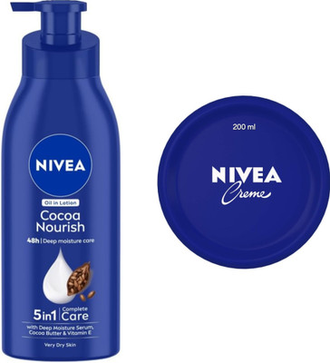 NIVEA Cocoa Nourish Body Lotion - 400ml & Cream - 200ml (Pack of 2)(600 ml)