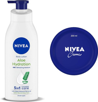 NIVEA Aloe Hydration Body Lotion - 400ml & Cream - 200ml (Pack of 2)(600 ml)