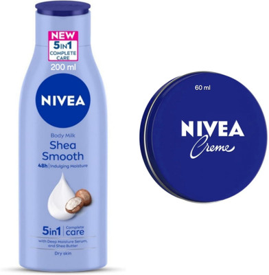 NIVEA Shea Smooth Body Lotion - 200ml & Cream - 60ml (Pack of 2)(260 ml)