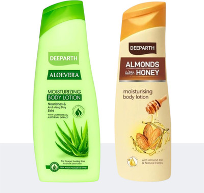 Deeparth Hydrating Herbal Lotion | Aloe Vera + Honey Extracts | Pack of 2(200 ml)