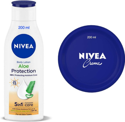 NIVEA Aloe Protection Body Lotion - 200ml & Cream - 200ml(400 ml)