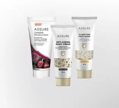 ASSURE Complete Fairness Cream 50g & Anti-Ageing Night Cream 60g & Clarifing Face Wash(170 g)
