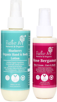 RUSTIC ART Blueberry & Rose Bergamot Lotion combo(300 ml)