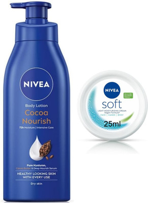 NIVEA Cocoa Nourish 400ml & Soft Cream 25ml set of 2(425 ml)