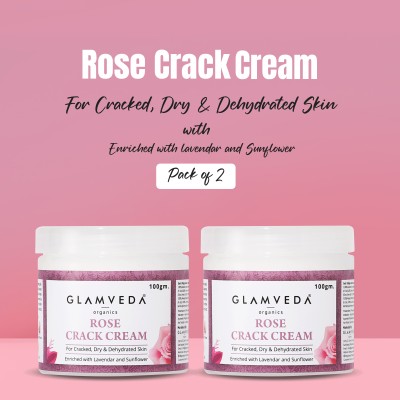 GLAMVEDA Rose Crack Cream For Cracked ,Dry & Dehydrated Skin Enriched With Lavender & Sunflower(200 g)