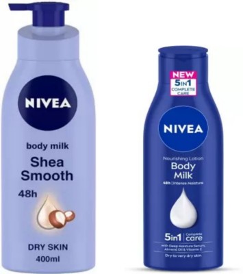 NIVEA Shea Smooth Body Milk 400 ML & Body Milk Body Lotion 200 ML(600 ml)