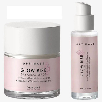 Oriflame Sweden optimals day cream spf 20 glow rise serum combo offer(80 ml)