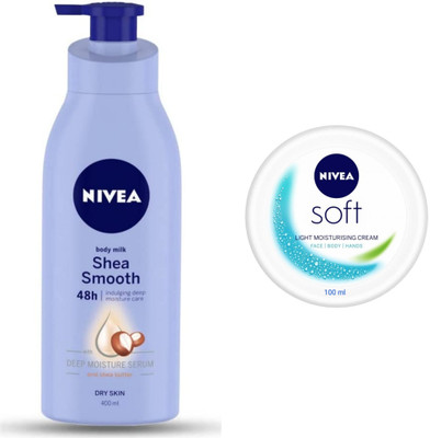 NIVEA Body Milk Shea Smooth 400ML & Soft Moisturising Cream 100ML(500 ml)