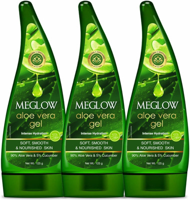 meglow Aloevera Gel with Cucumber for Hydrated, Moisturized, Bright & Glowing Skin(375 g)