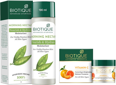 BIOTIQUE Morning Nectar Moisturizer 190ml & Vitamin C Moisture Treatment 50g(240 ml)