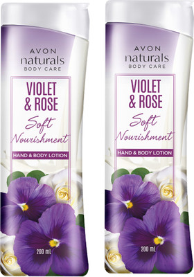 Avon Naturals Violet & Rose Hand & Body Lotion ( 200 ML Each Bottle)(400 ml)