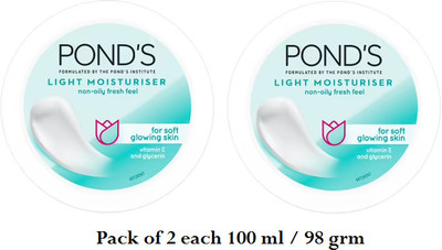 POND's LIGHT MOISTURISER NON-OILY FRESH FEEL l FOR SOFT GLOWING SKIN (100 ML X 2)(200 ml)