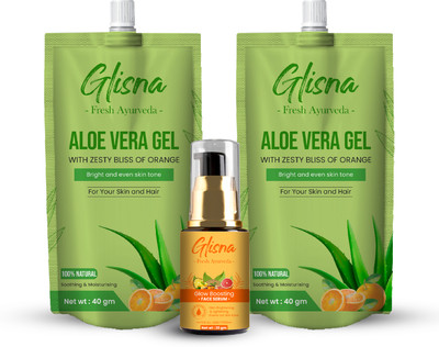 Glisna Orange Extract Aloe Vera Gel 80 gm and Glow Boosting Face Serum 30 ml Combo(110 g)