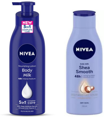 NIVEA Body Milk Body Lotion 400 ML & Shea Smooth Body Lotion 200 ML(600 ml)