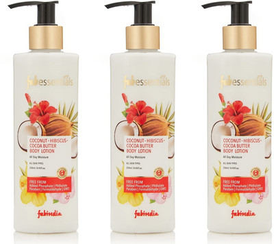 fabessentials Coconut Hibiscus Cocoa Butter Body Lotion - 250 ml x Pack of 3(750 ml)