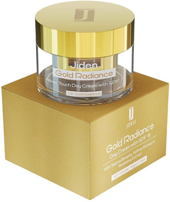 JIDEN 50gm Gold Radiance Day Cream SPF 15 Enriched with Swarna Bhasma/Saffron/Rosemary(50 g)