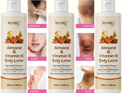 kuraiy Almond Body Lotion For Men & Women (100 ml Pack of 3(100 ml)
