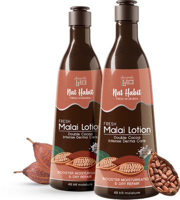 Nat Habit Malai Body Lotion Double Cocoa DermaCare For Extreme Dry Skin 48 HR Moisturizer(500 ml)