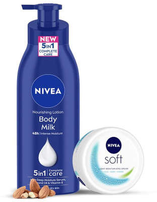 NIVEA Bodymilk 600ml Lotion & soft Cream 100ml Set of 2pc(700 ml)